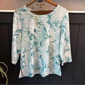 Alfred Dunner XL‎ Women's Leaf Print 3/4 Sleeve Top XL